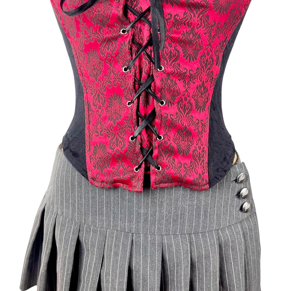Vintage Gothic Charlotte Russe Corset Top Lace Up Damask Size Small Victorian - Picture 5 of 8